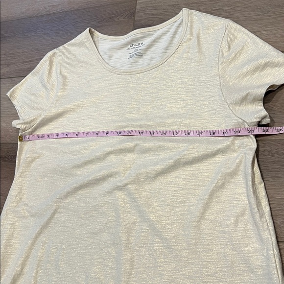 Chico's Shimmery Champagne Gold Short Sleeve High-Low Top Chico’s 3 (US size 16) - Picture 5 of 10